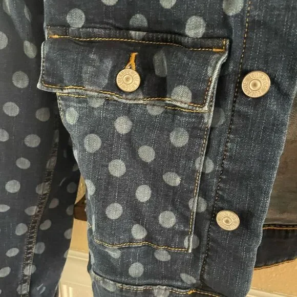 LulaRoe Kenny Denim Trucker Polka Dot Hearts Jacket XXS - Picture 7 of 16